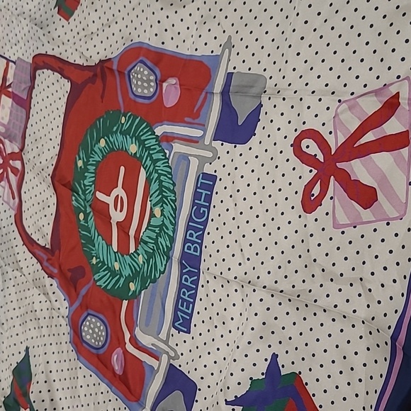 Talbots Christmas Silk Scarf Car Presents Gifts Holiday 36" Square Multi - Picture 4 of 4